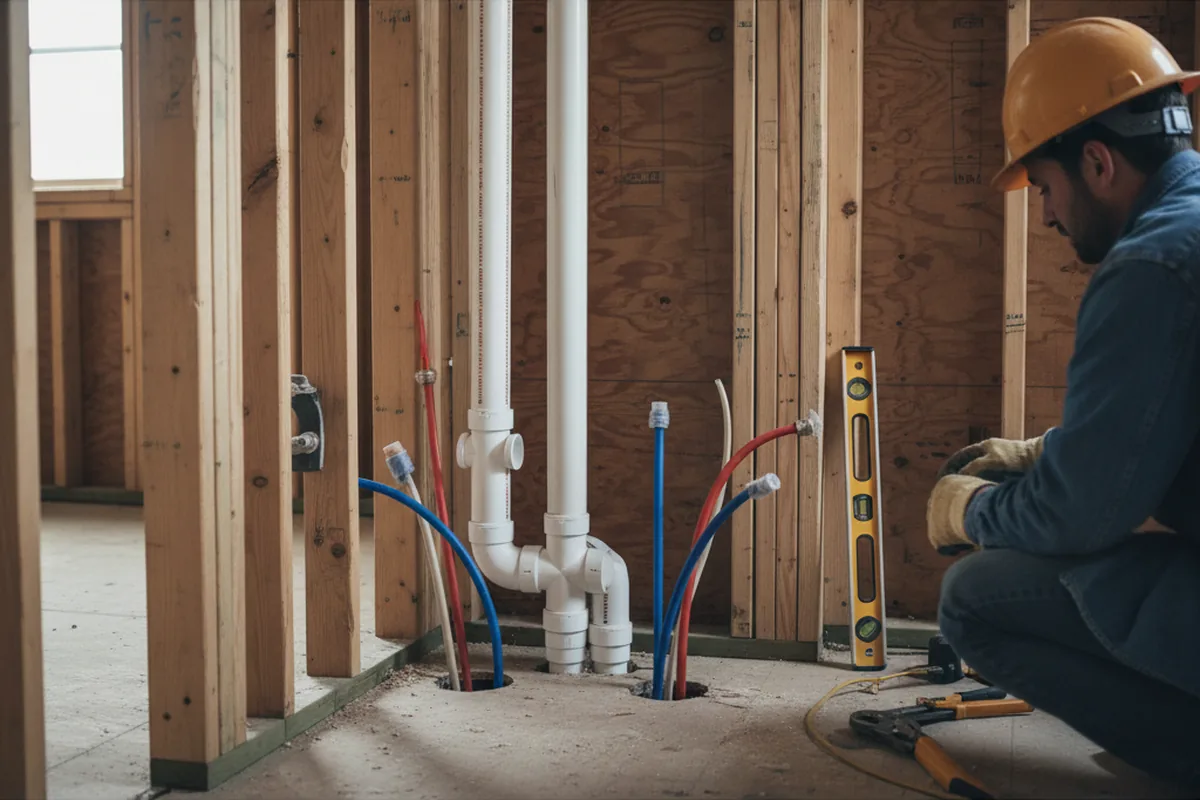 Drain and supply rough-in during Sump Pump Repair in Rosanky
