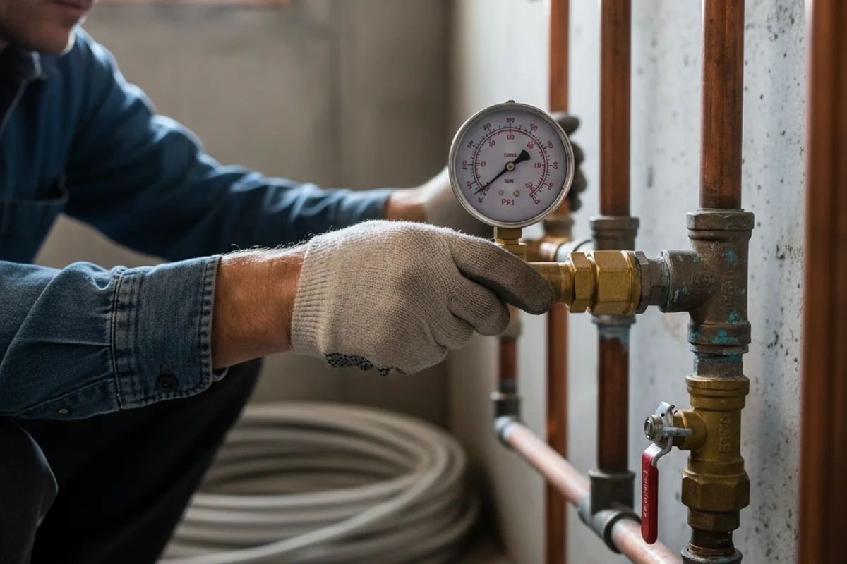 Pressure testing a repaired line during Water Line Repair in Rosanky